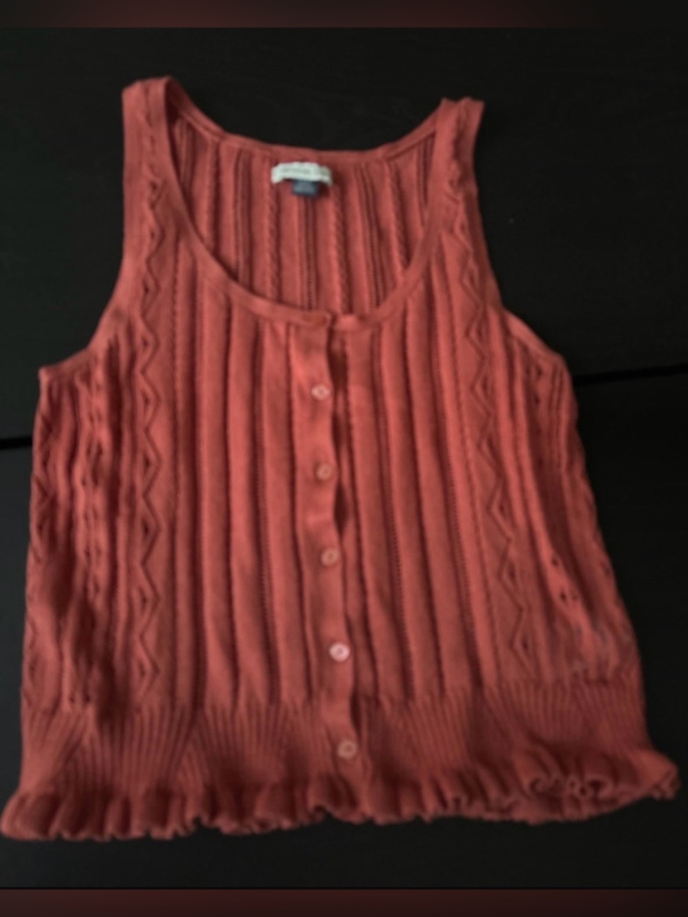 American Eagle Outfitters Rust Knit Button-Front Tank